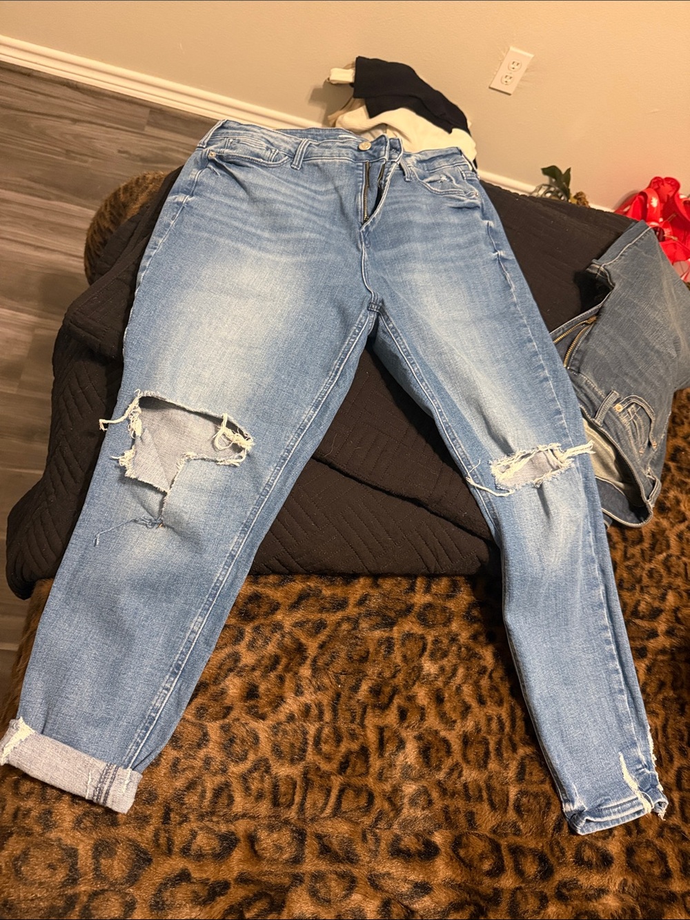 Old Navy Dark Blue Distressed Boyfriend Jeans